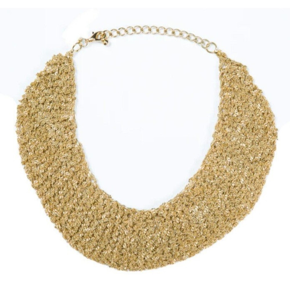 ELLA MESH CHOKER NECKLACE 18K GoldPlated Hand Crotcheted